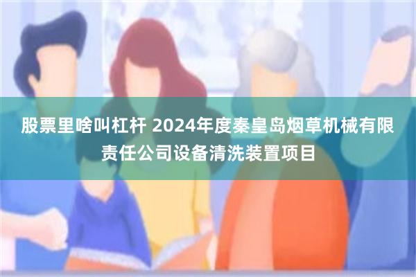 股票里啥叫杠杆 2024年度秦皇岛烟草机械有限责任公司设备清洗装置项目