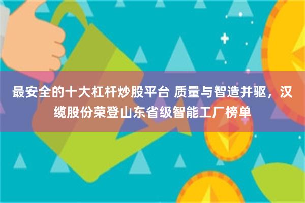 最安全的十大杠杆炒股平台 质量与智造并驱，汉缆股份荣登山东省级智能工厂榜单