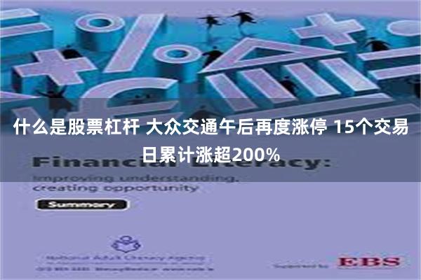 什么是股票杠杆 大众交通午后再度涨停 15个交易日累计涨超200%