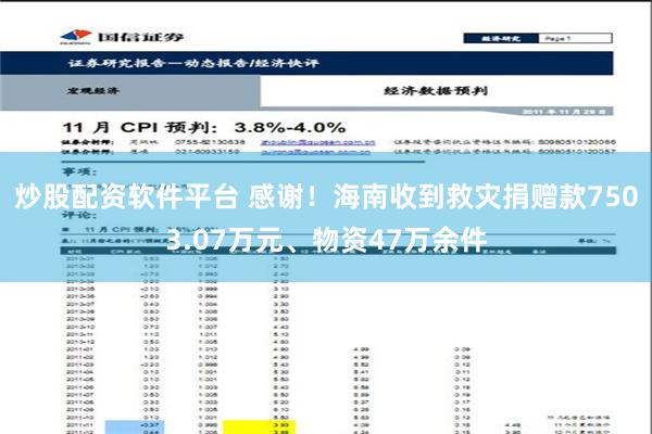 炒股配资软件平台 感谢！海南收到救灾捐赠款7503.07万元、物资47万余件